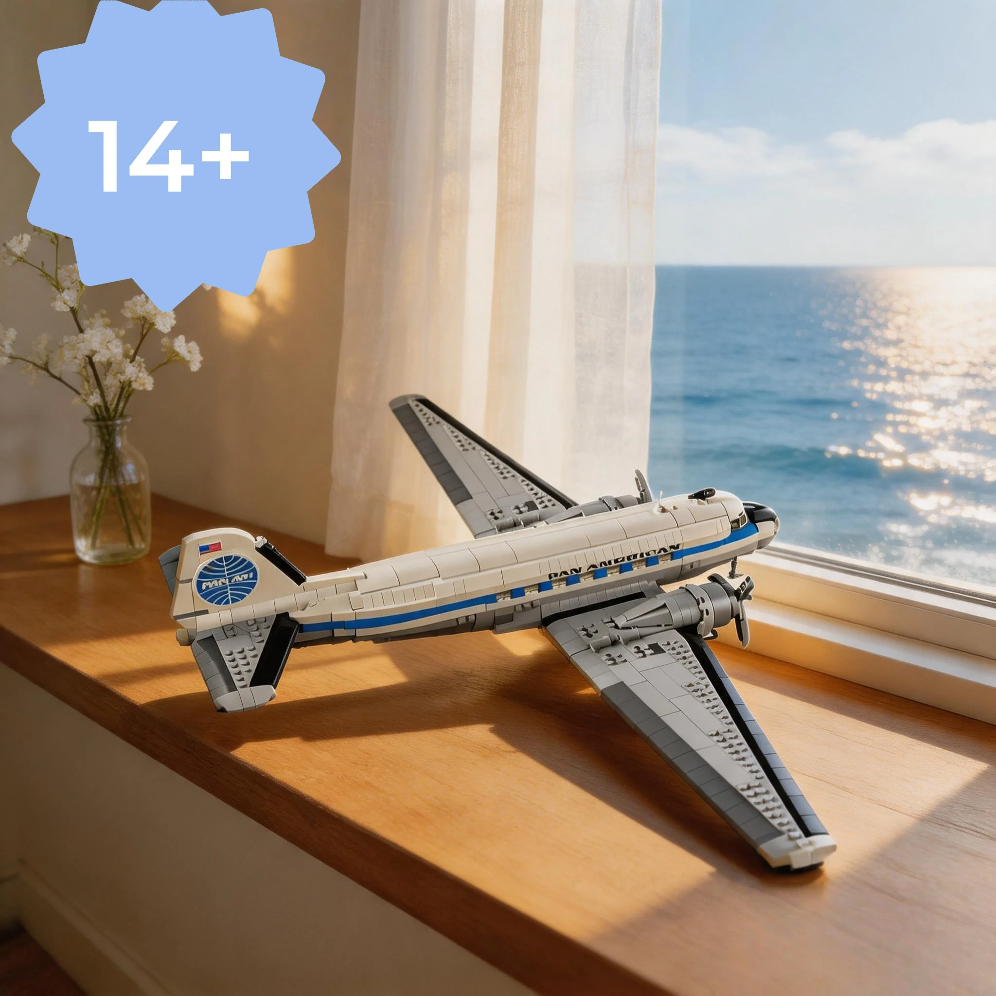 

2026 new creative MOC large building white airplane fun DIY decorative brick toy adult education gift home decoration
