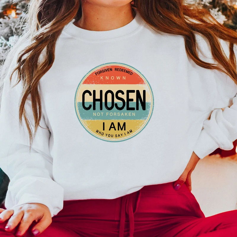 Felpa da donna retrò Chosen Street Sle Long Sve round Ne Print Fodera interna in cotone Vestibilità ampia Stagione autunnale Faion