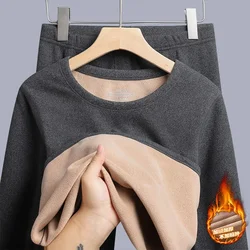 Winter Lamb Wool Thermal Underwear Men's Thick Autumn Clothes and Pants Set Women's Round Neck Cold Proof Base Warm Clothing