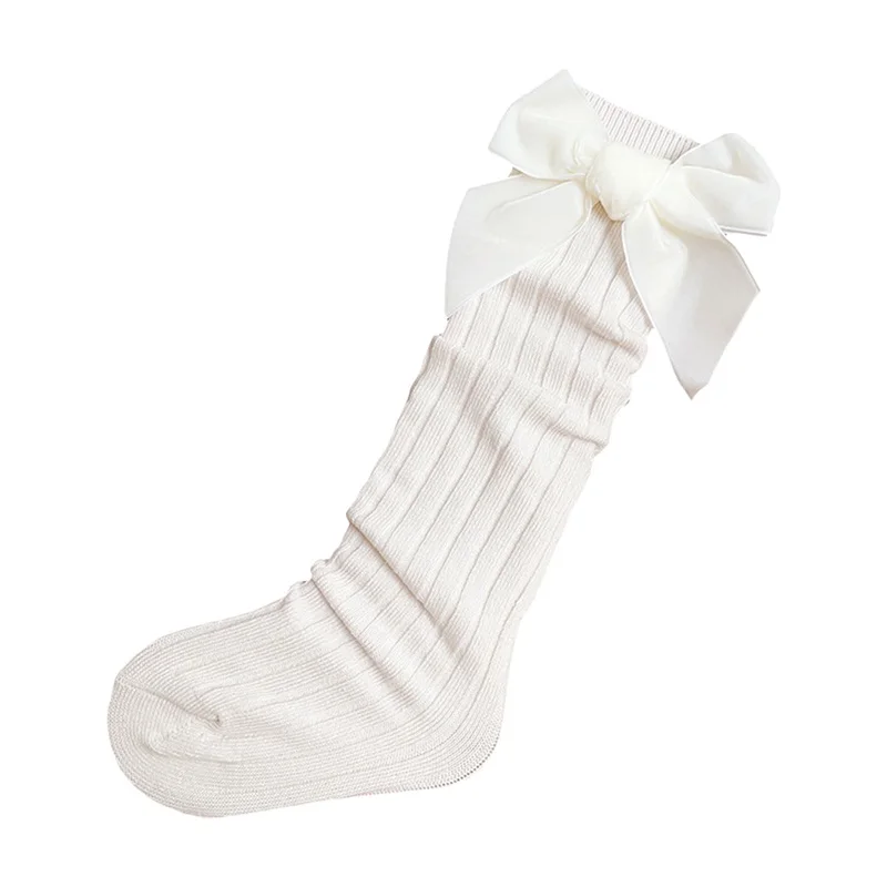 

Baby Girl Knee High Socks Winter Warm Rib Knitted Stockings Newborn Toddlers Bow Knit Tube Ruffle Uniform Stockings