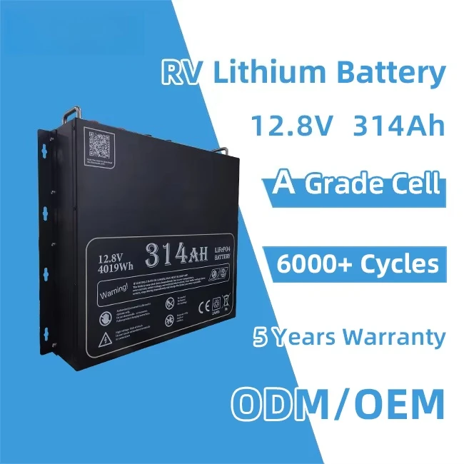 12.8V314Ah RV Battery APP Monitoring Built-in 200A BMS 24V 48V RV Energy Storage Lead Acid Replacement Lithium Ion Battery