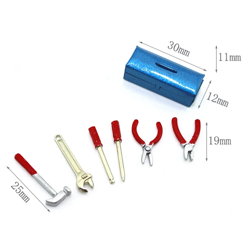 1/12 인형 집 미니어처 합금 수리 도구, 시뮬레이션 도구 상자 모델 장난감, 미니 장식 인형 집 액세서리