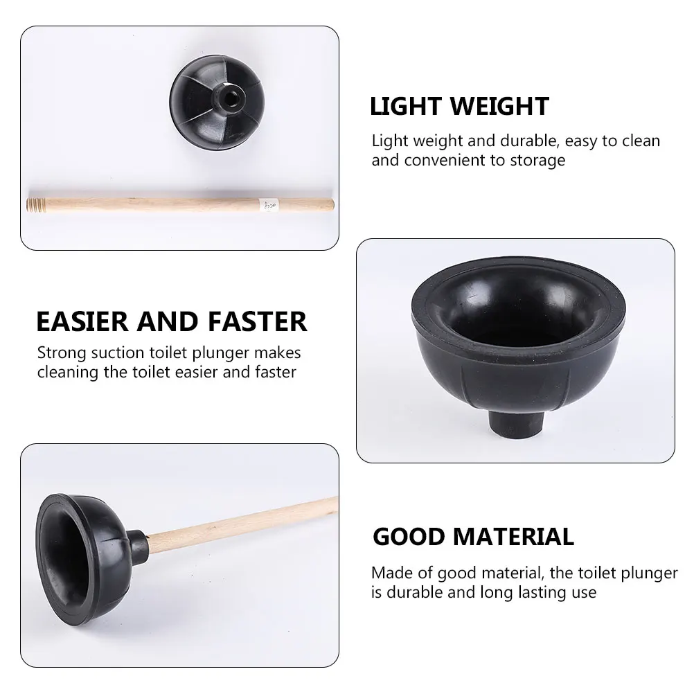 

2Pcs Heavy Duty Rubber Cup Plunger for Toilet Unclogging Cleaning Tools Bathroom Supplies Strong Suction Durable Wooden H