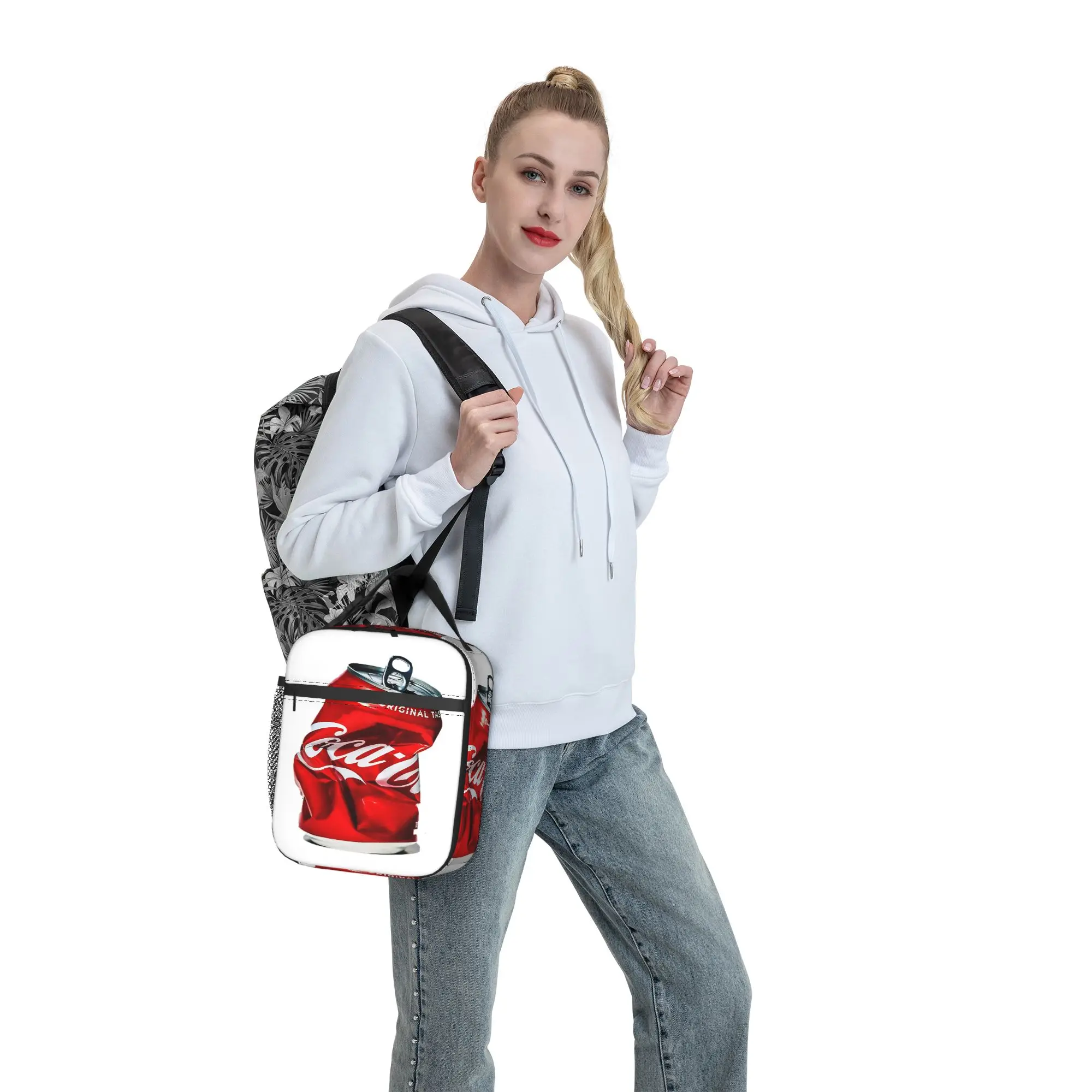 Coca Cola Soda Drink Lunch Bag Cute Outdoor Picnic Lunch Box Graphic Design Portable Cooler Bag view 6