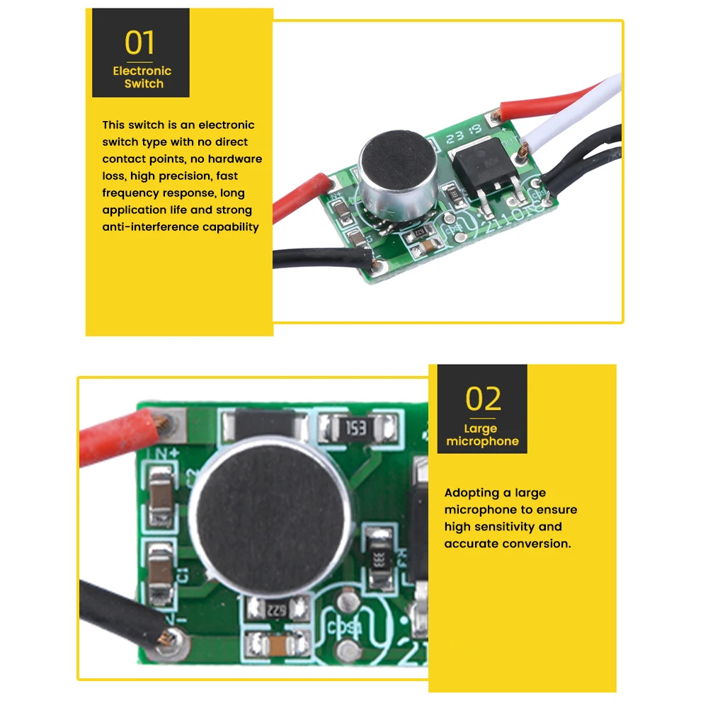 Dc3-30V Low Voltage Sound and Light Switch Module Led Driver Voice Switch Module Suitable for Diy Led Lights Toys Wall Art