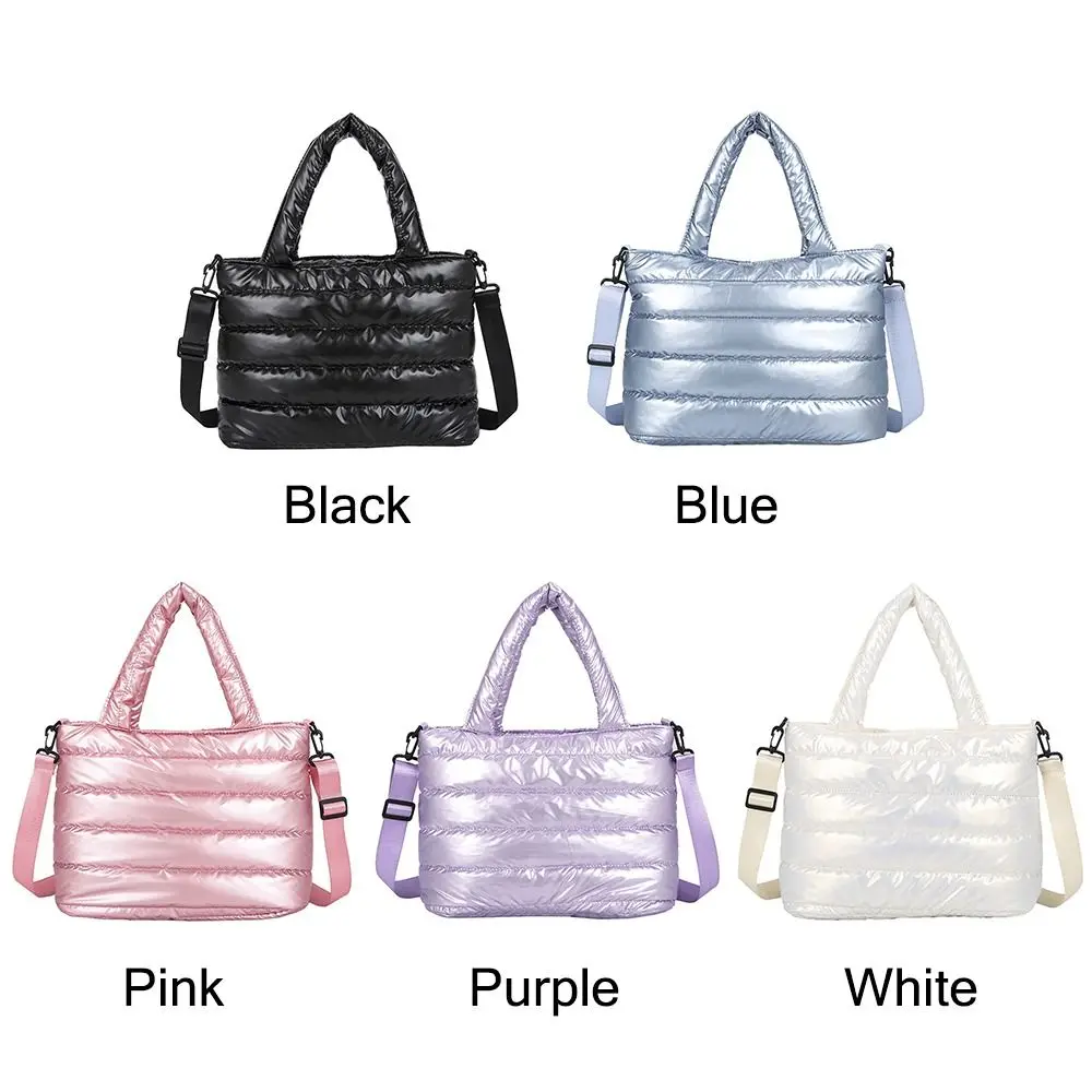 Women Puffer Tote Bag Quilted Puffy Handbag Lightweight Down Cotton Padded Shoulder Bag Down Padding Crossbody Handbag view 6