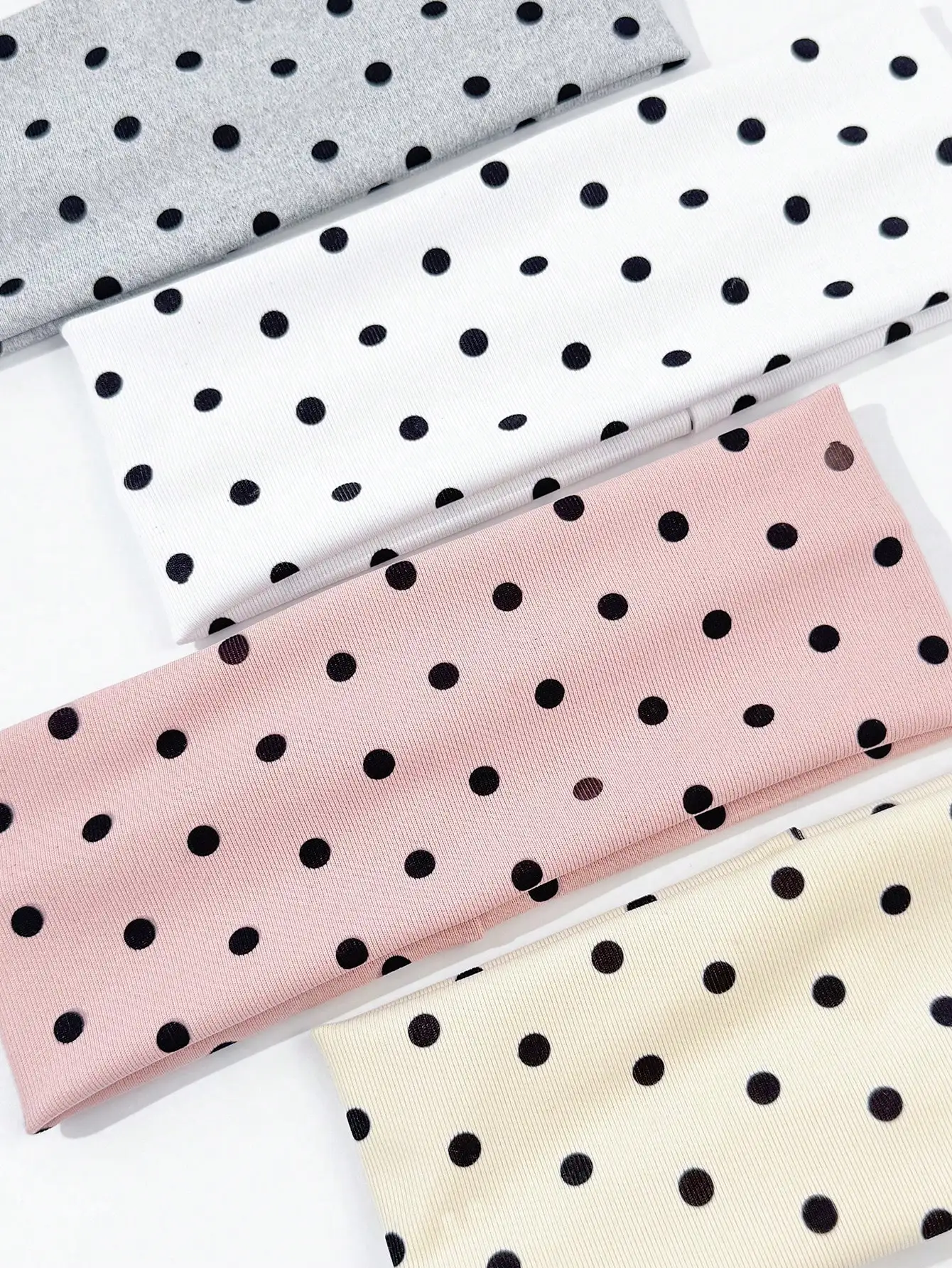 4pcs/set Ladies Polka Dot Print Wide-Edge Elastic Hair Band Face Makeup Sports Headband Stylish Hair Accessory for Women image 4