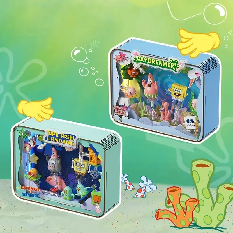 Animation SpongeBobs Building Blocks Patrick Star Photo Frame Toy Assembly Girls Desktop Ornaments Peripherals Gift Peripherals