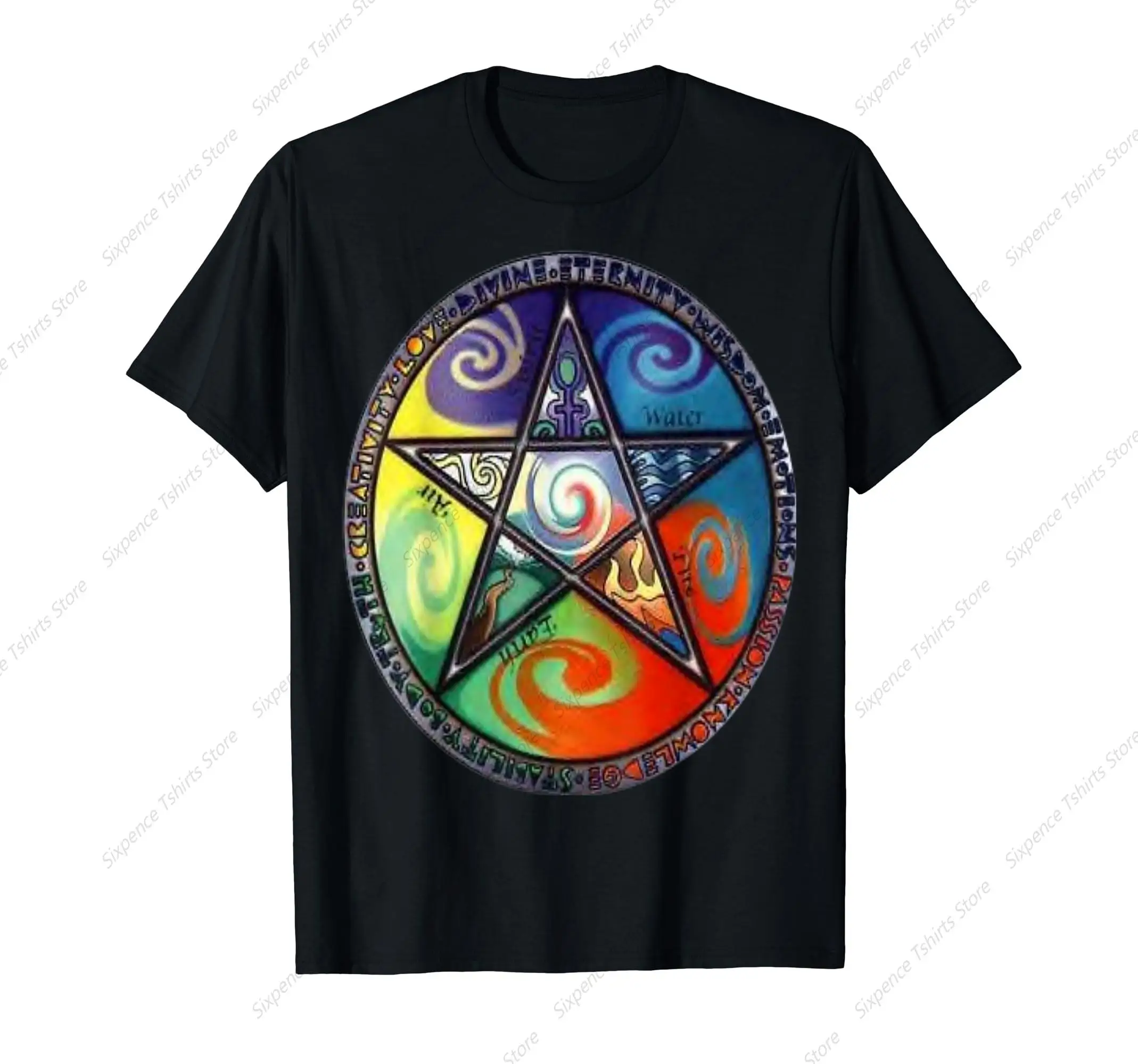 Wiccan Pentagram Witchcraft Magic Pagan Star Men‘s T-Shirt Soft Comfortable Easy to Wear Simple Practical not Easy to Shrink