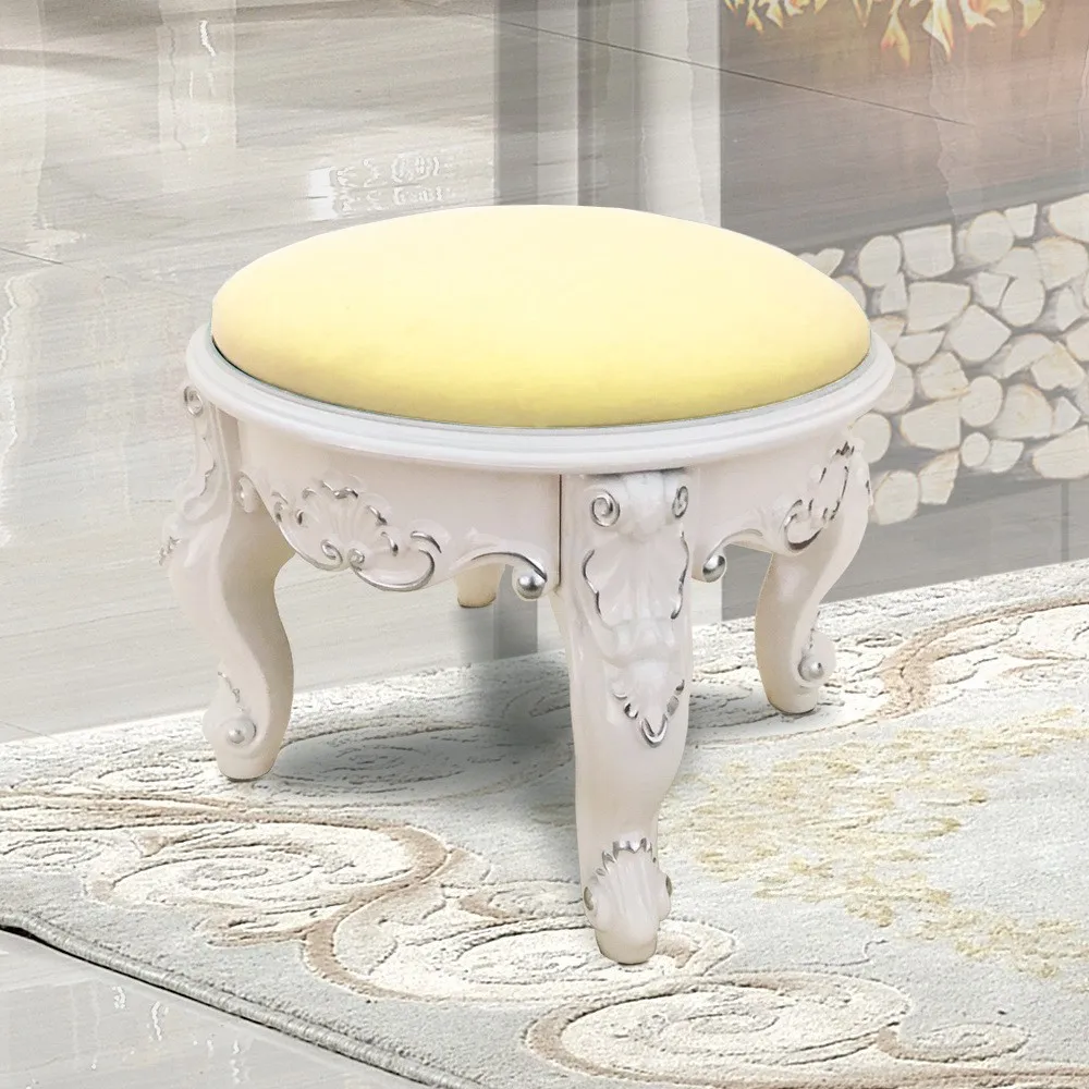 Petit tabouret de Style européen, rond, pour salon, Table basse, maison, créatif, mignon, change de chaussures, en bois massif, pour chambre à