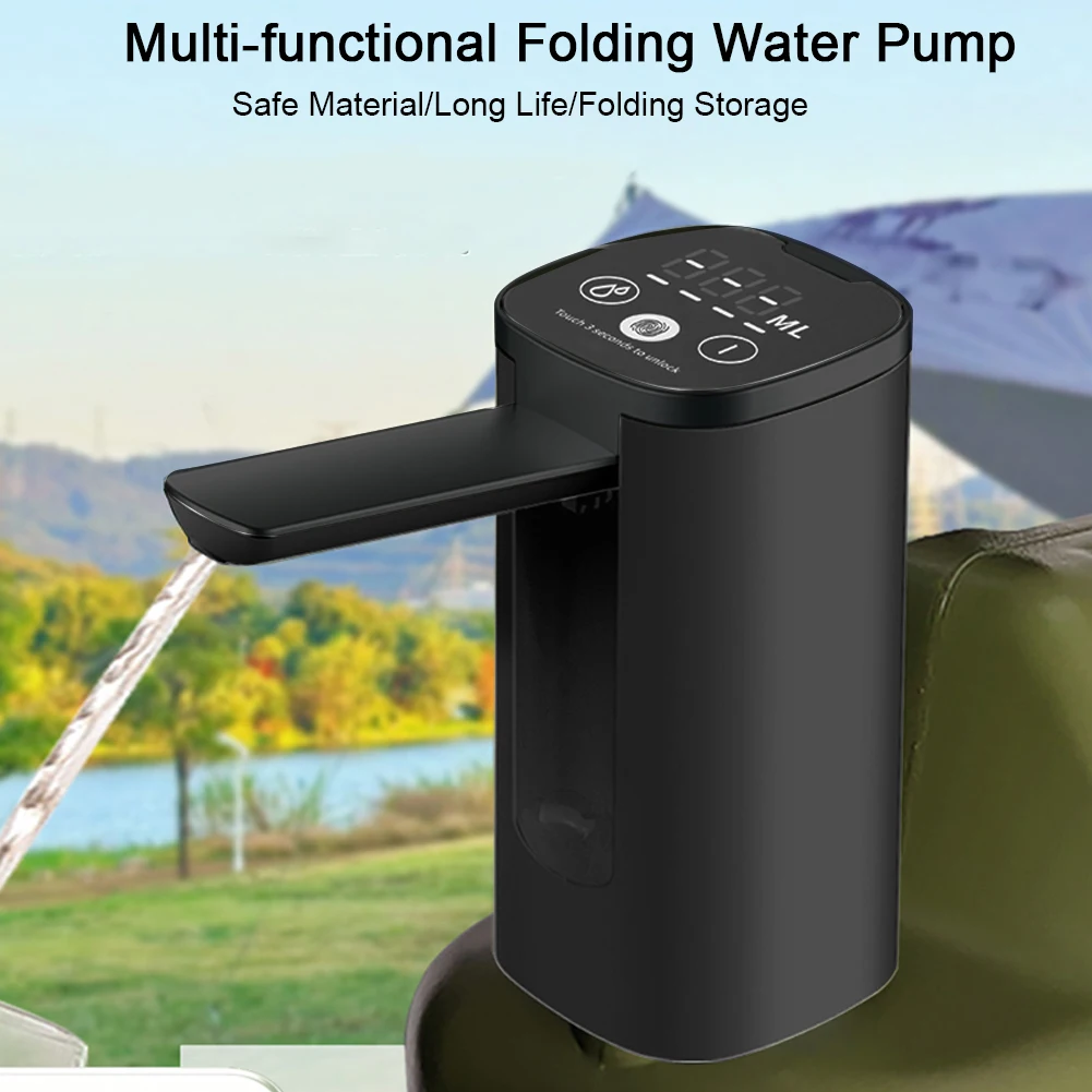 Electric Water Pump Foldable Water Jug Dispenser Rechargeable Water Bottle Pump for Camping Essentials Kitchen Office Picnic