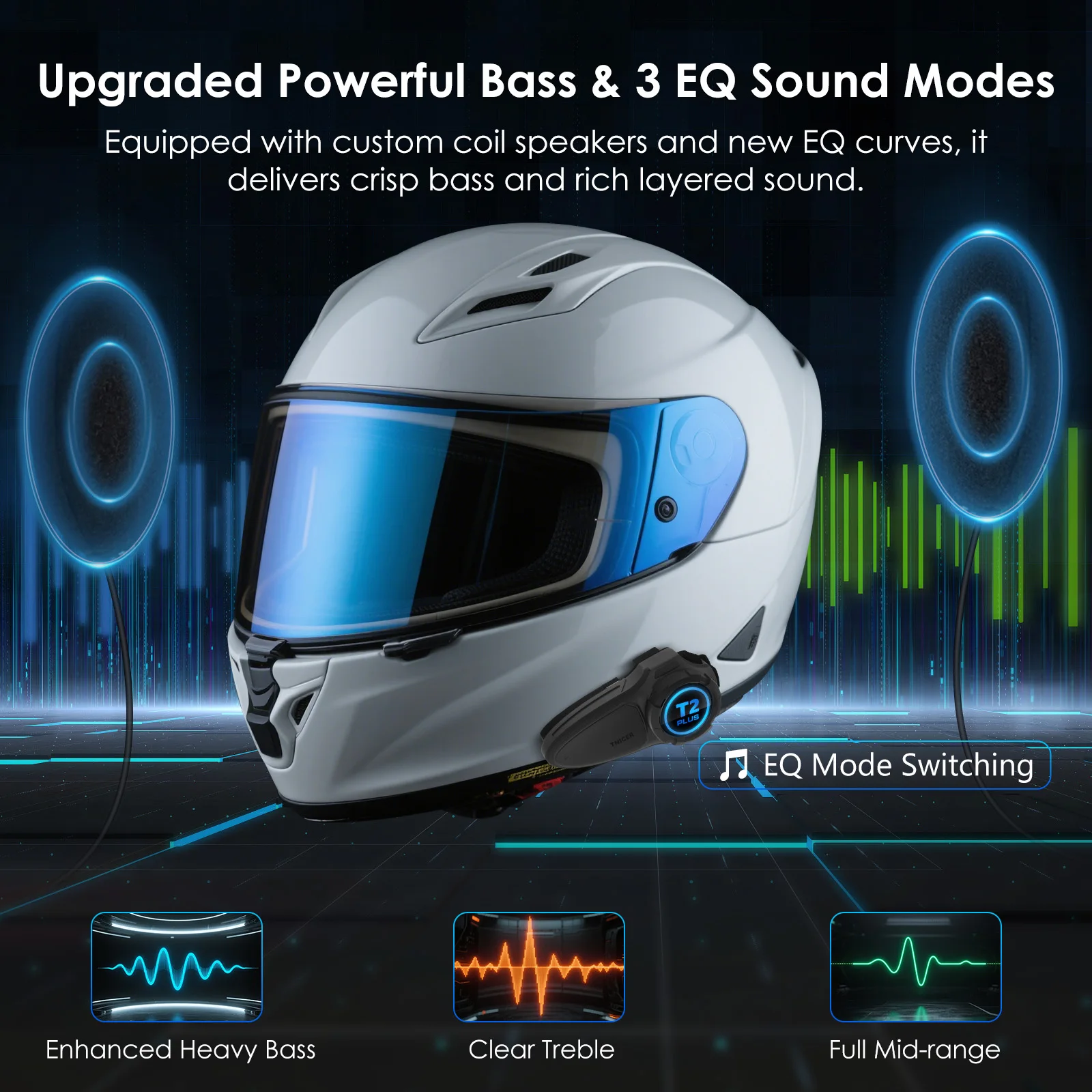 TNICER T2PLUS Bluetooth 5.2 Motorcycle Helmet Headset