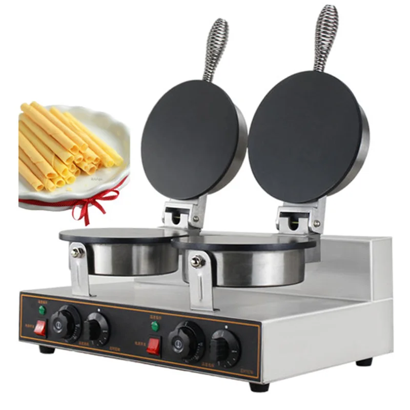 Commercial Double-Head Egg Roll Maker, Electric Waffle Maker, Ice Cream Cone Waffle Maker, Spring Roll Maker 220V