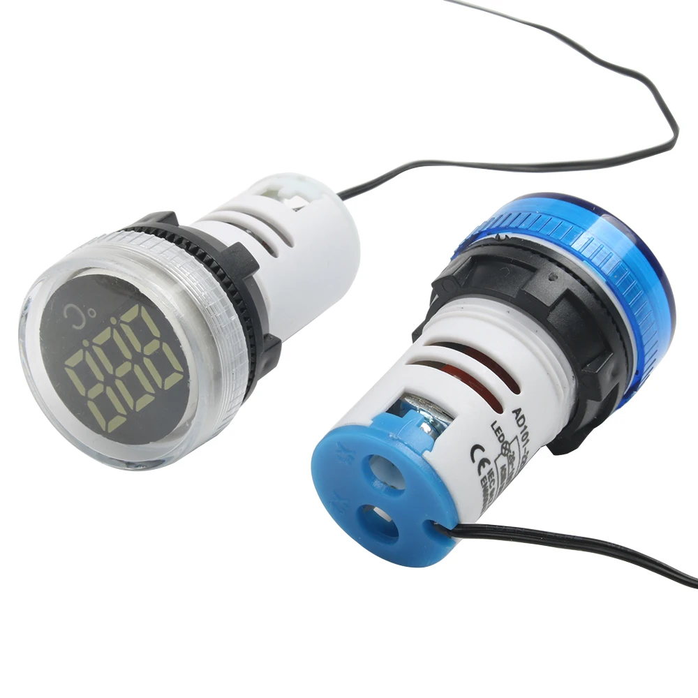 22mm LED  20-119 Celsius digital thermometer indicatro 50-380V  Blue Green Yellow White Red with LED light indicator