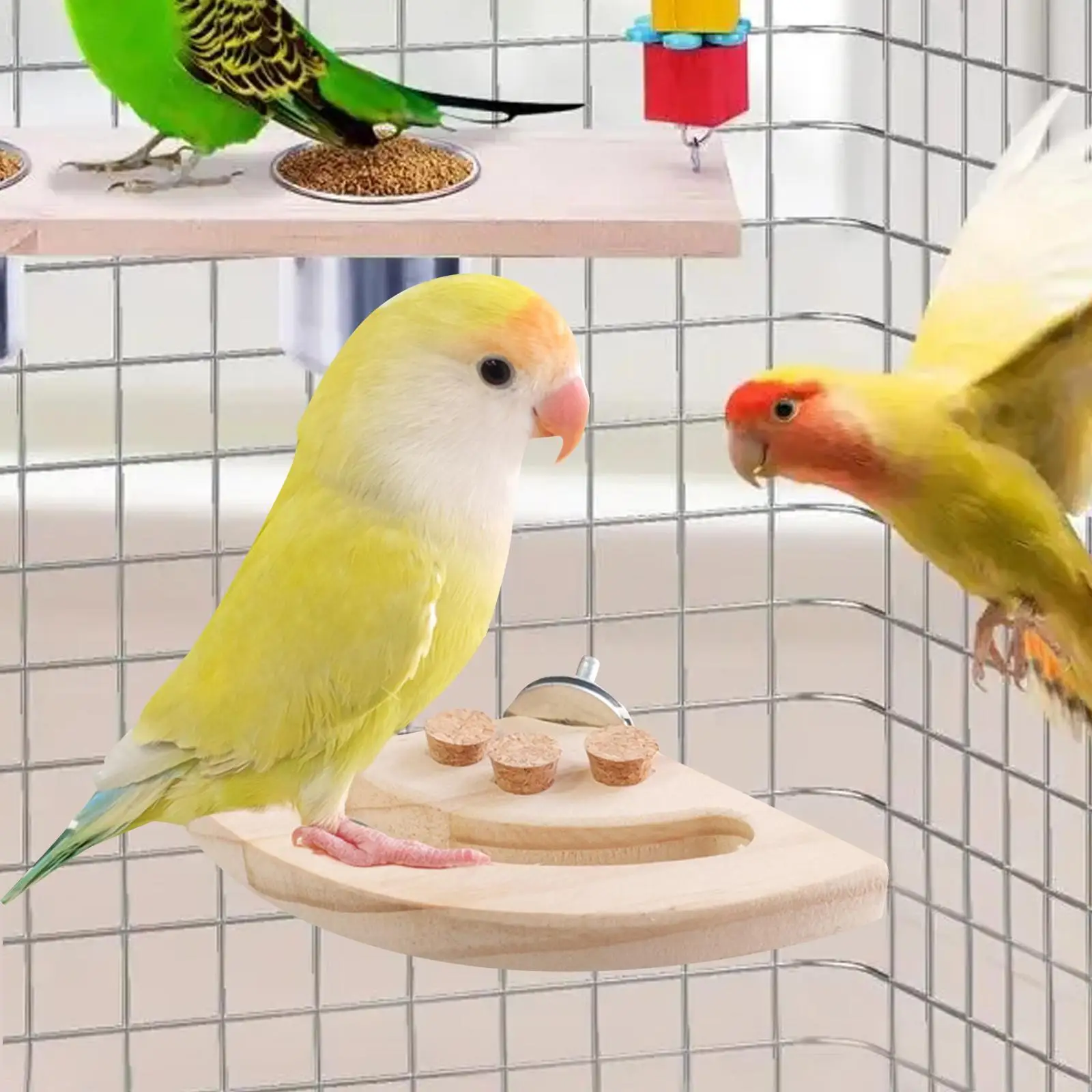 

Parrot Perch Platform Cage Accessories Chewing Toy, Sturdy Construction, Easy to Clean, Bird Shelf Stand Trimming Beak Nails