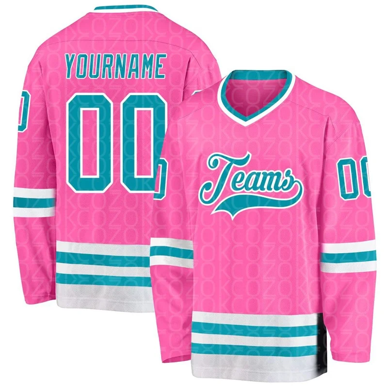 Pink Hockey Jersey  Name Custom Number Logo Men Women Ice Hockey Jersey Competition Training Jerseys