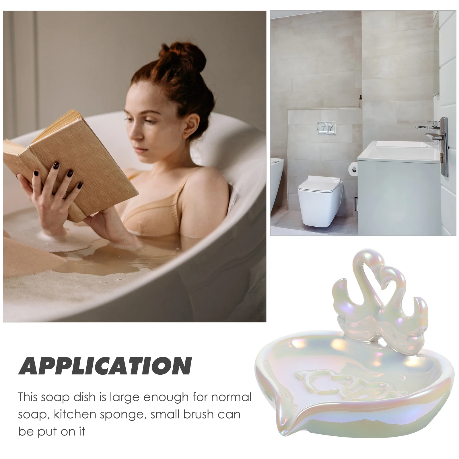حامل صحن الصابون السيراميكي ذاتي التصريف لحوض الاستحمام كونترتوب القرط تخزين صينية الصابون منظم الحمام #3