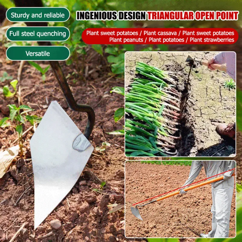 Durable Farm Tools and Gardening Tools High-toughness Agricultural Triangular Hoe Multi-purpose Hoe for Digging , Soil Loosening