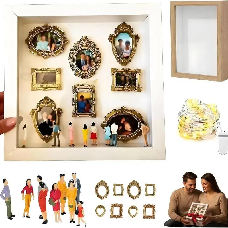 DIY Cat Silhouette Museum Box, LED Light Photo Display Case