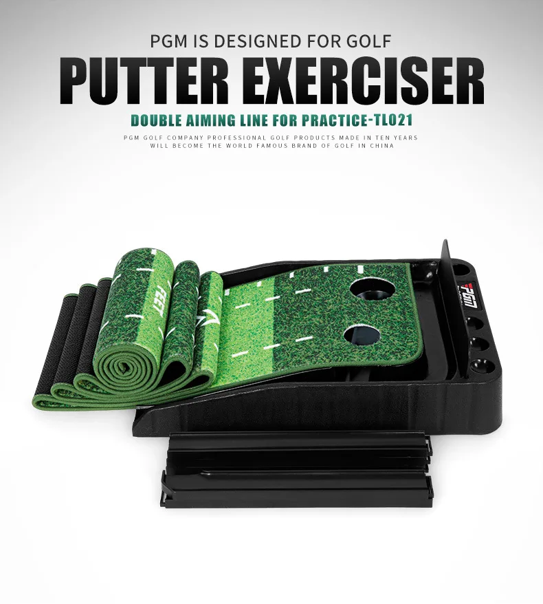 PGM TL021 indoor golf velvet rubber bottom putter trainer practice mat, 3M with return lane