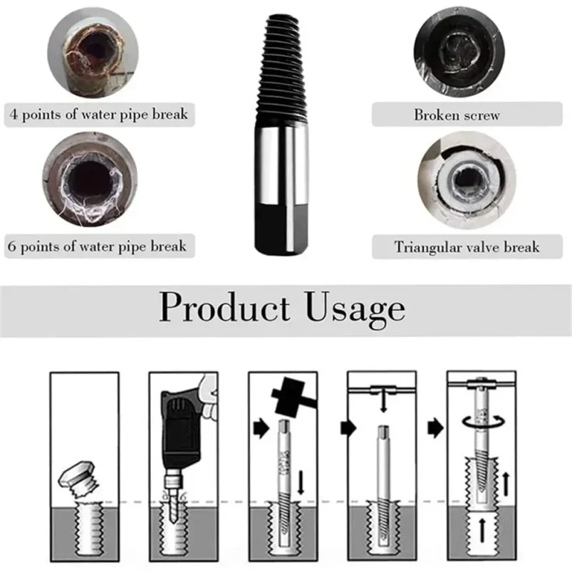 5/6/8pcs,Damaged Broken Screw Remover Extractor,Drill Bits Steel Durable Easy Out Remover Tool,Works on Wood and Machine Screws