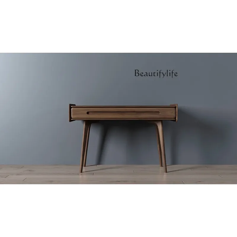 M Modern Simple Black Walnut Desk Solid Wood Design Storage Drawer Study Writing Work Table