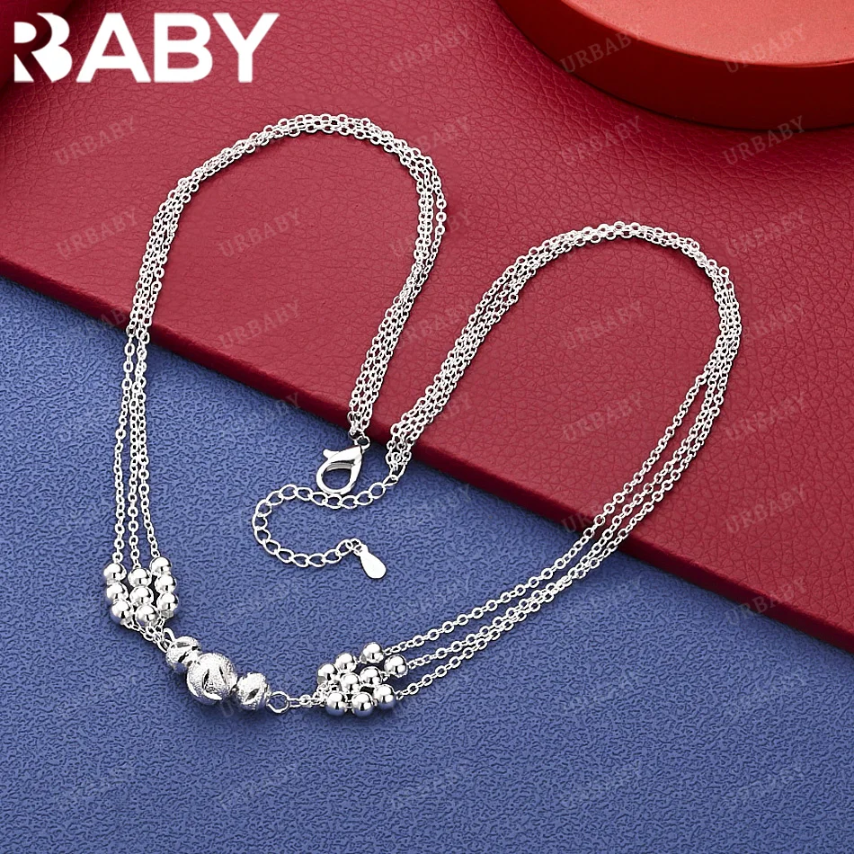 URBABY 925 Sterling Silver 45cm Bead Chain Necklace Creativity Gifts Street All-match Party And Daily Wear