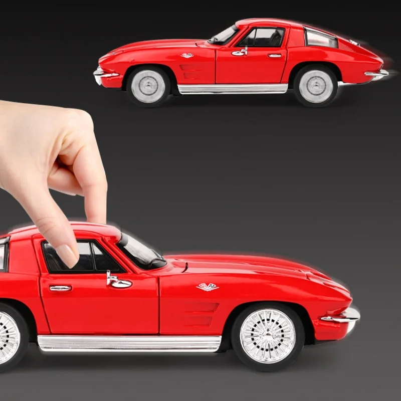 1:32 コルベット C2 スティングレイ スーパーカー 合金製カーモデル サウンド＆ライト プルバック式 子供のおもちゃ コレクション 誕生日プレゼント