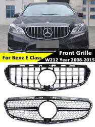 For Mercedes Benz E Class W212 2009-2015 Front Racing Grill Diamond AMG Black Silver Panamericana GT Grille Accessories Parts