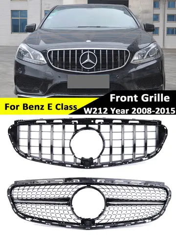 메르세데스 벤츠 E 클래스 W212 2009-2015 프론트 레이싱 그릴, 다이아몬드 AMG 블랙 실버 파나메리카나 GT 그릴 액세서리 부품 메르세데스 벤츠 E 클래스 W212 2009-2015 프론트 레이싱 그릴, 다이아몬드 AMG 블랙 실버 파나메리카나 GT 그릴 액세서리 부품