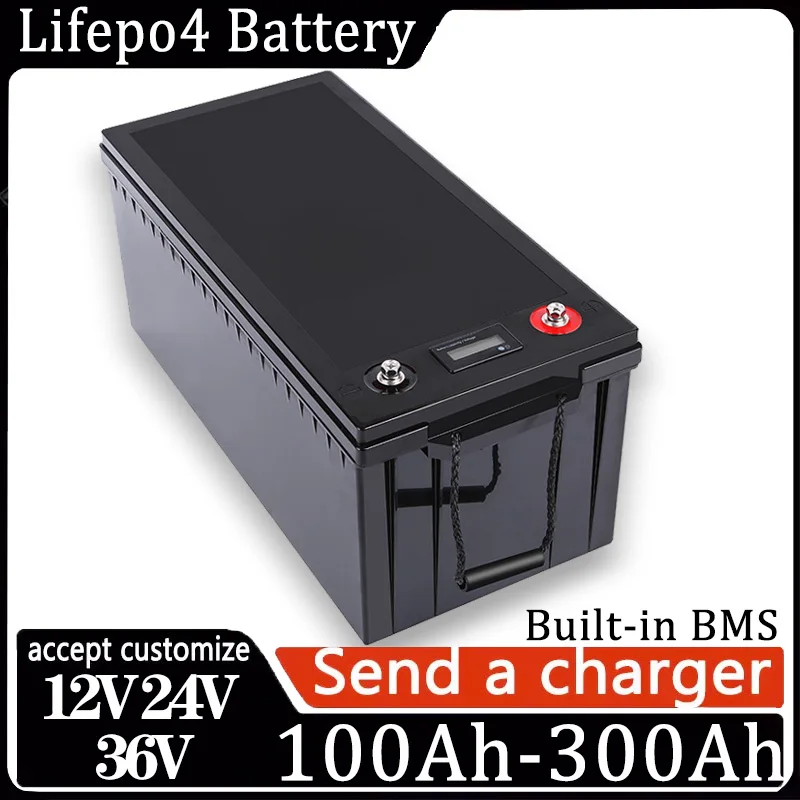 

Lifepo4 Аккумулятор 12V24V36v Аккумулятор 100ah 300AH Солнечный мотор для лодки на колесах Открытый аккумулятор для хранения энергии Резервная батарея двигателя 200A