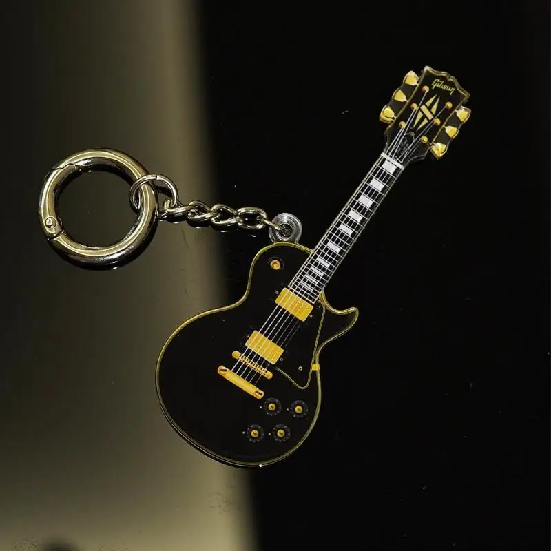 Flat Electric Guitar Keychain Creative Acrylic Musical Instrument Charm for Purse Pouch Decor Unique Gift for Musicians