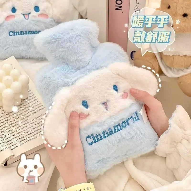 Sac à eau chaude en peluche Sanurgente pour enfant, bouteille chauffante réutilisable, jouet Kawaii, Kuromi, Hello Kitty, Cinnamoroll, Melody, cadeau d'anniversaire