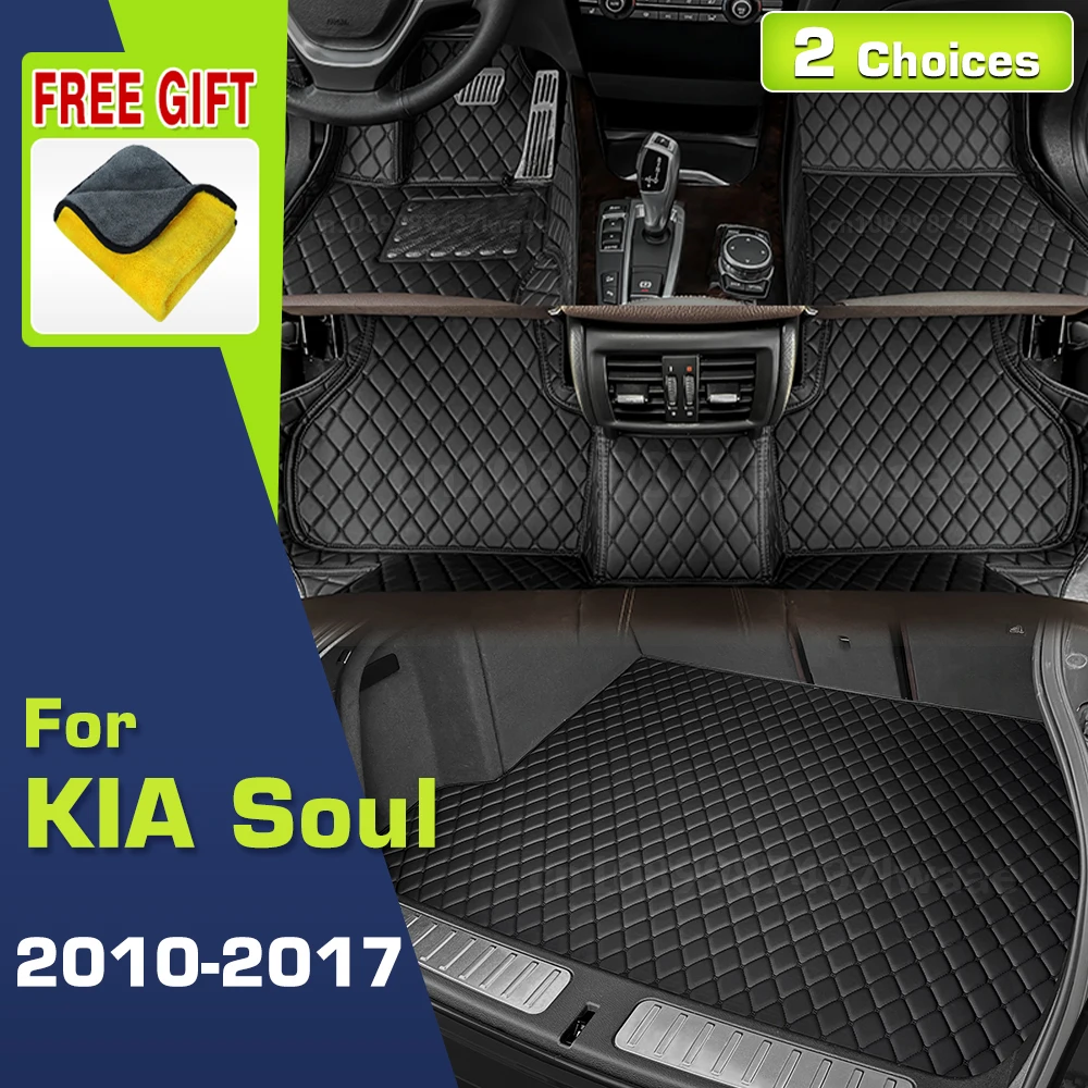 Car Floor Mats For Kia Soul 2010 2011 2012 2013 2014 2015 2016 2017 Custom Trunk Mat Auto foot Pads Carpet Cover Interior Access