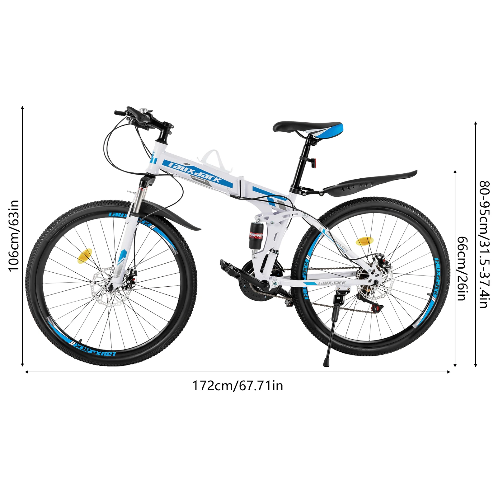 Mountain Bikes in 26inch 21 Speeds High Carbon Steel Lightweight Folding Bike Front and Rear Dual Disc Brakes Folding Bike