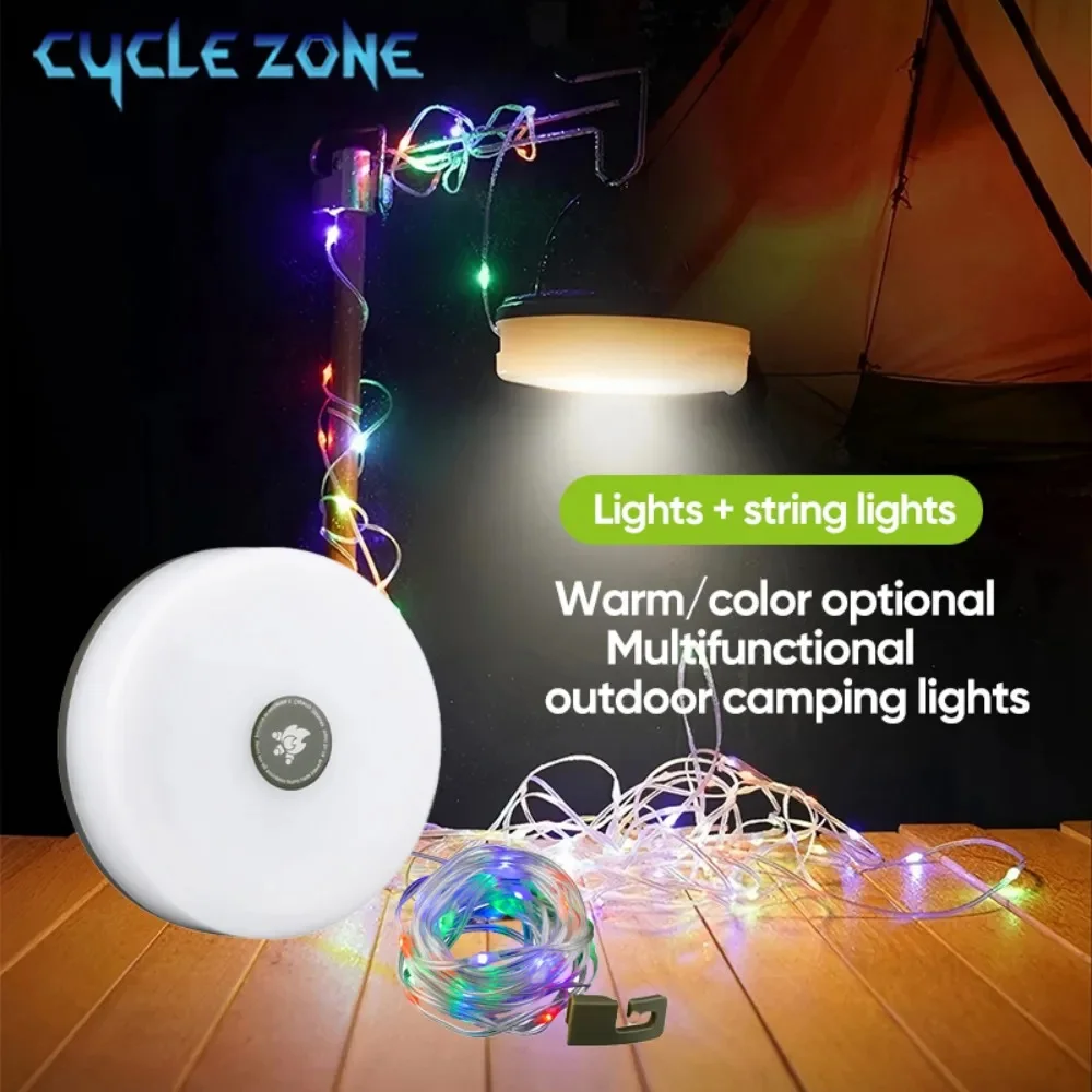 

Outdoor Solar Camping Lamp String Light Type-C Rechargeable Portable Tent Lights with Hook Ambient Lamp Decorative Light Strip