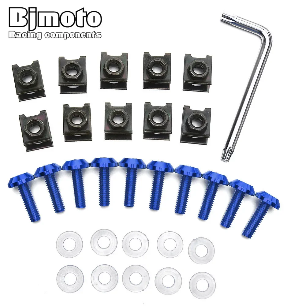 

10PCS/Set Universal M6 Aluminum Fairing Bolts screws Fastener Clips Motorcycle parts Spring Nuts For honda