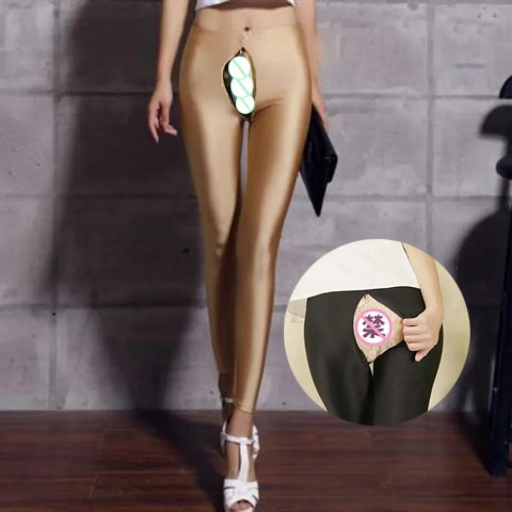 Outdoor Open Crotch Sex Pants, Exotic Hotpants Women Seamless Peach Hip Leggings Push Up Yoga Clothes Couple Casual Streetwear