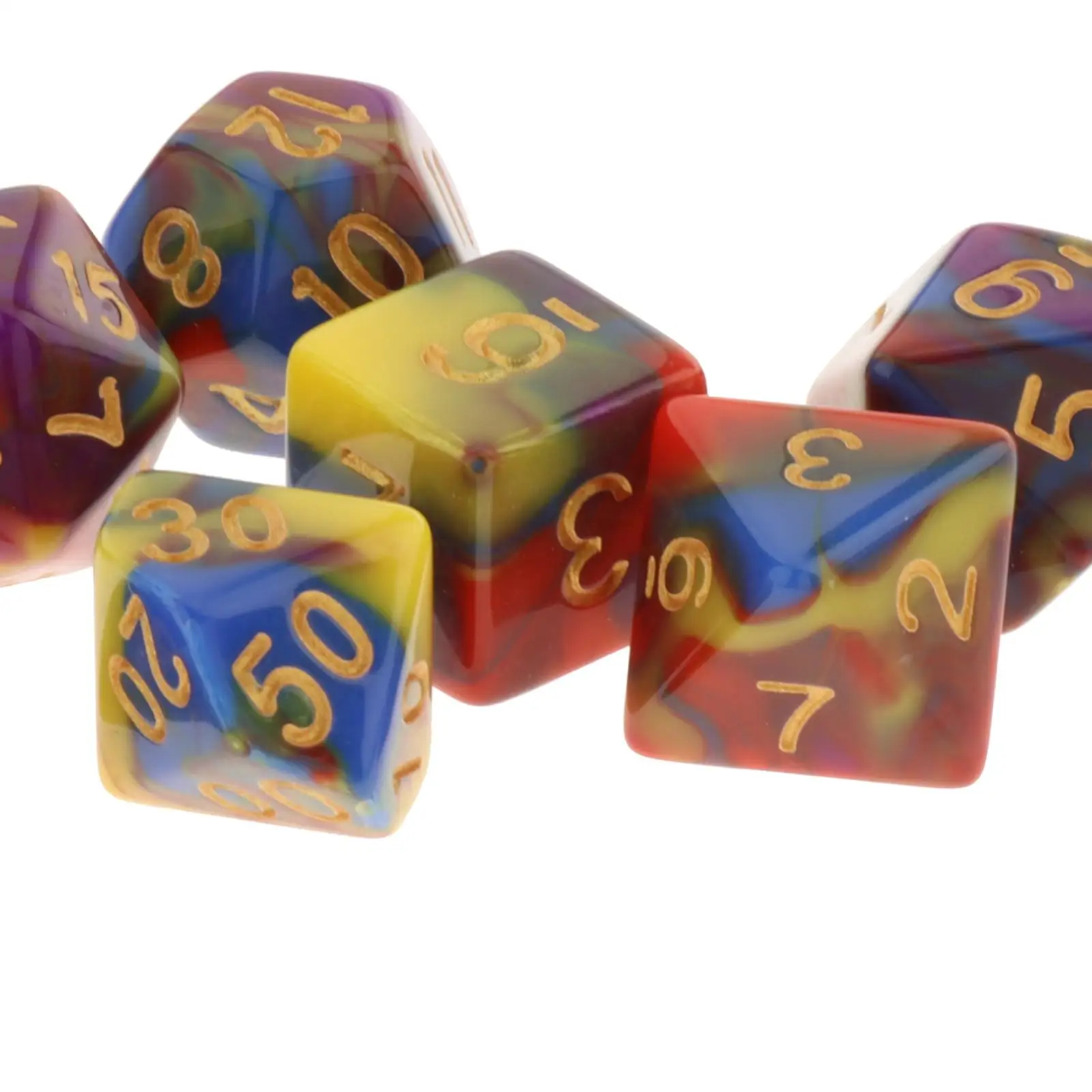 7ชิ้น/เซ็ตสี Acrylic Polyhedral ลูกเต๋าชุด D4 D6 D8 D10 D12 D20 7-Die โหราศาสตร์ลูกเต๋า Props สำหรับ DND ครอบครัวเกมตารางเกม