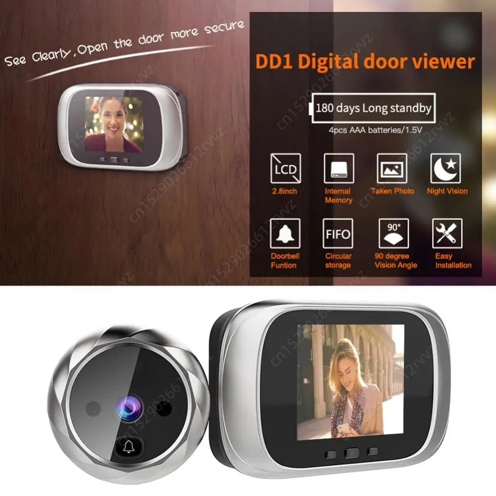 Digital LCD 2.8inch Video Doorbell Peephole Viewer Door Eye Monitoring Camera 90 Degree Doorbell Electronic Peephole Door Camera