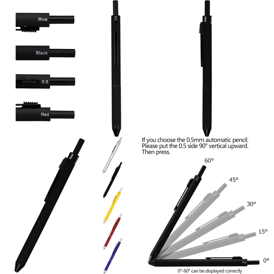

DUNBONG 4 in 1 Multicolor Pen with Metal Casing for Office and School Use Features 0.5mm Mechanical Pencil with Red Blue and Bl