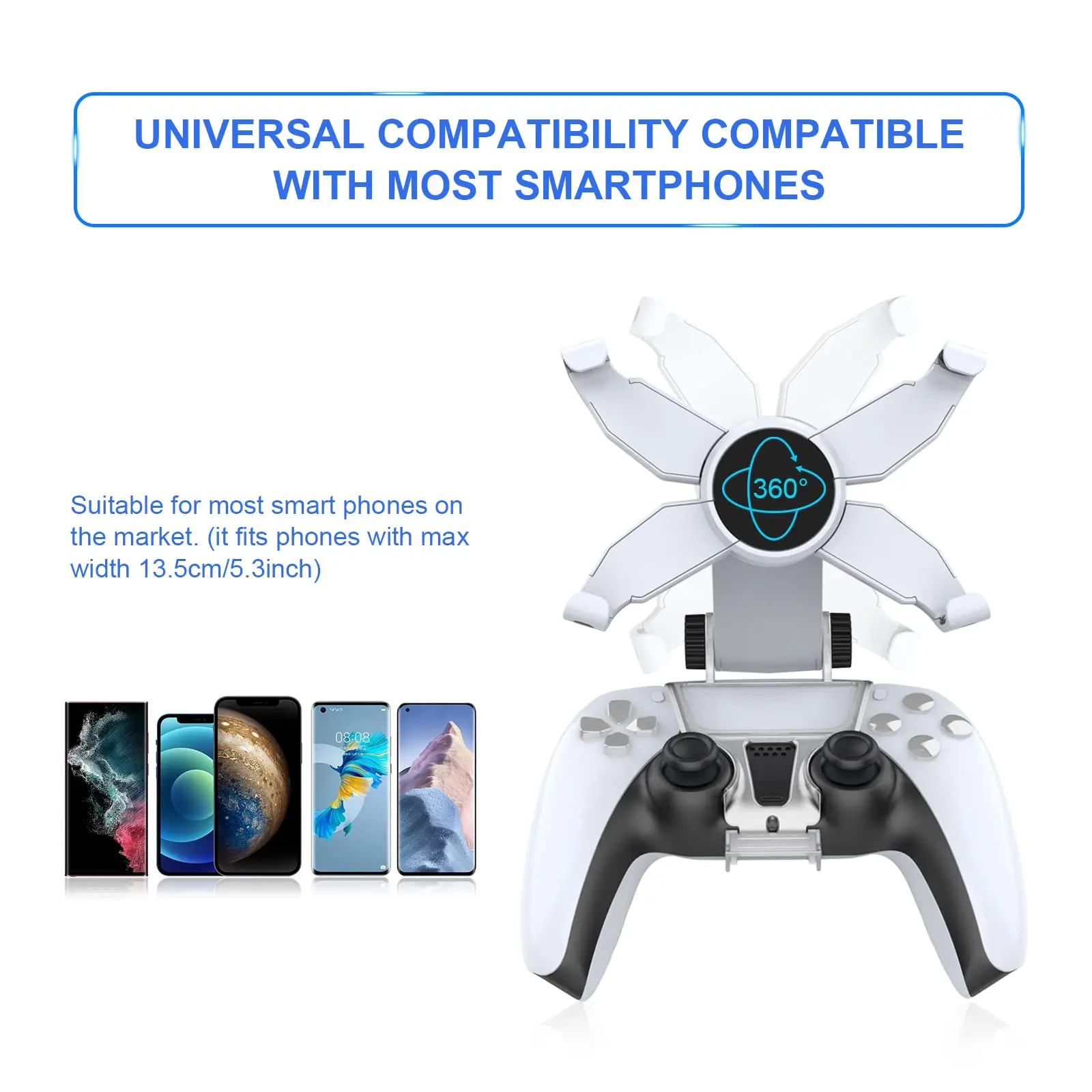 for PS5 Controller Phone Mount Clip Mobile Gaming Clip Cell Phone Stand Holder for Playstation 5 Dualsense Controller