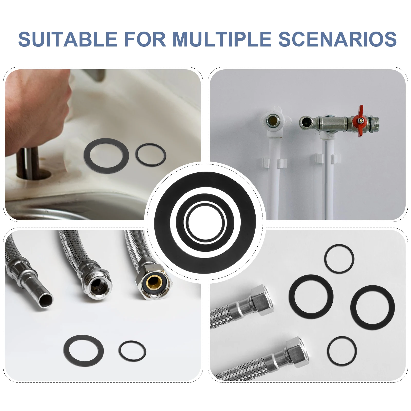 

6 Pcs Replacement Seal Ring Rubber Durable PreventLeaks EasyInstallation PoolPlungerValves WasherAccessories Spa BathFacilities