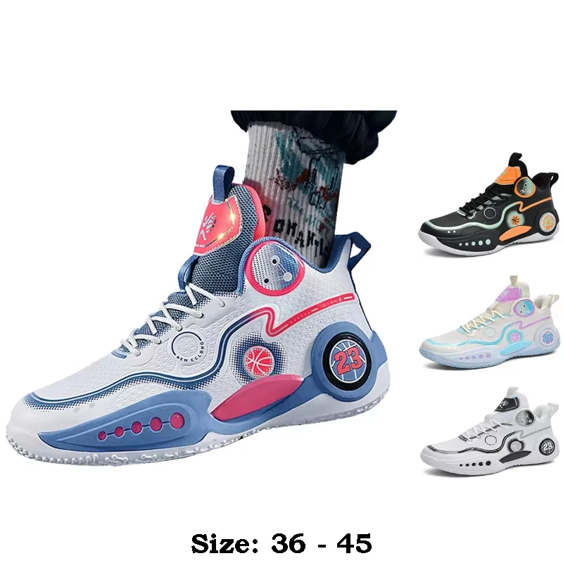 

Высококачественная повседневная спортивная обувь для мужчин, новинка 2025, размер 44, 45, удобные уличные баскетбольные кроссовки для бега - черный, белый цвет