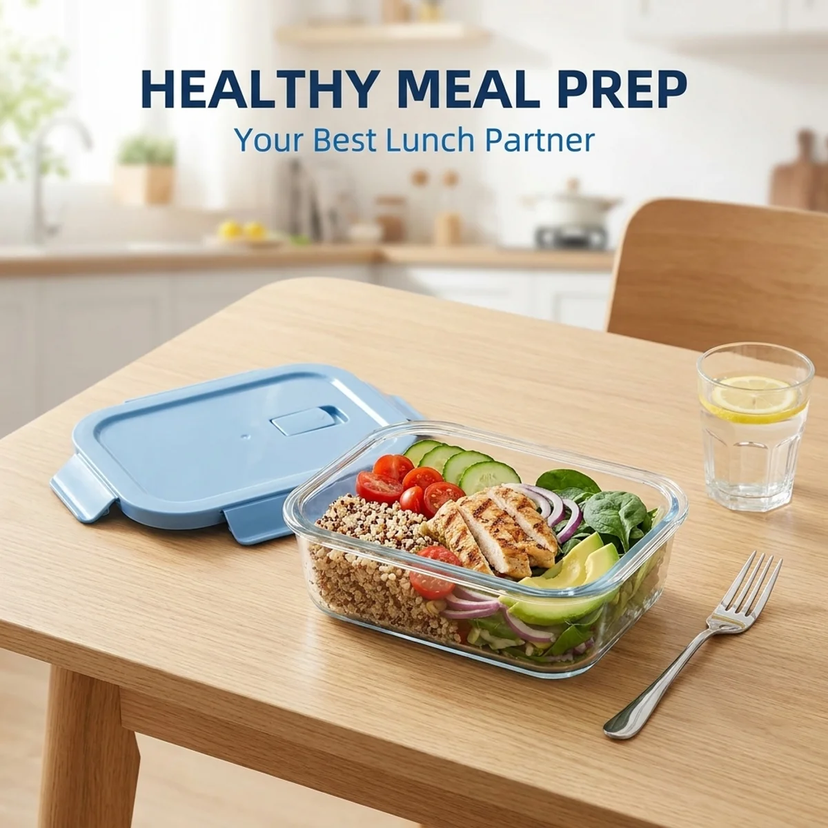 2 Pack Glass Meal Prep Containers BPA Free Airtight Lunch Box Stackable Food Storage for Fitness Office Work School view 3