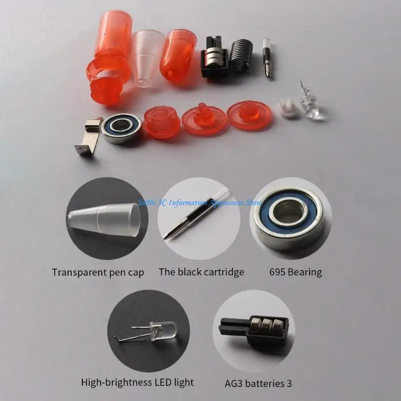  10Pcs Rotating LED Light Ballpoint Pen Stress Relief Writing Tool Assorted Color