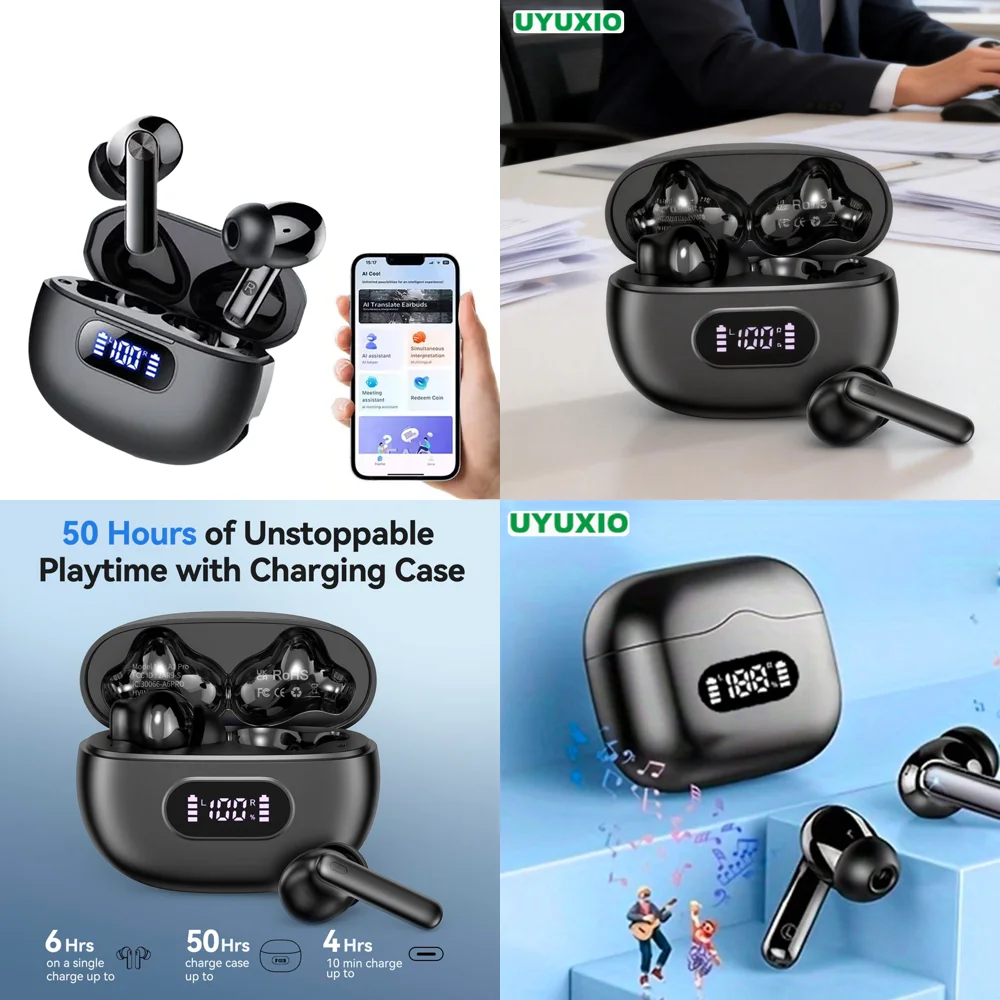 

Clear Calls Wireless Earphone with 144 Online AI Languages TWS AI Translation Earbuds for Travel Business Trending Products