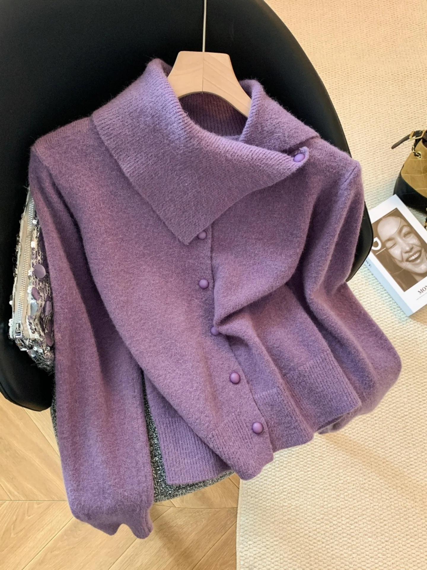 

Женский трикотажный свитер Ele Collar: высококачественная базовая модель для осени и зимы, идеально подходит для повседневной носки