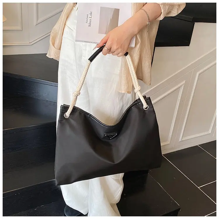 

2025 New! Minimalist All-Match Nylon Tote - Rope Braided Armpit Bag, Large Capacity, Handheld/Shoulder for Commute &Casual