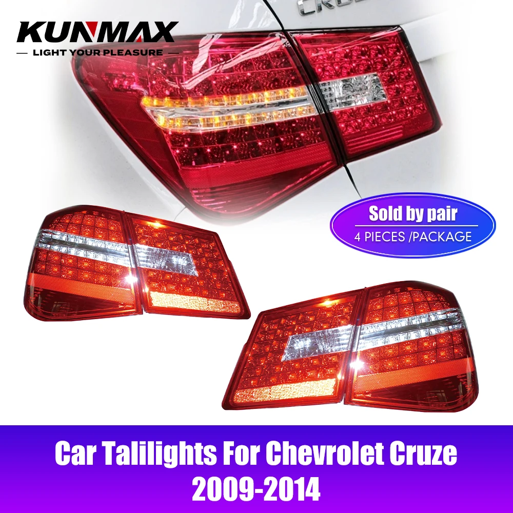 Paie of Car Tail Light Assembly For Chevrolet Cruze 2009-2014 LED DRL Brake Light Flowing Water Flicker Tail Lamps Taillights